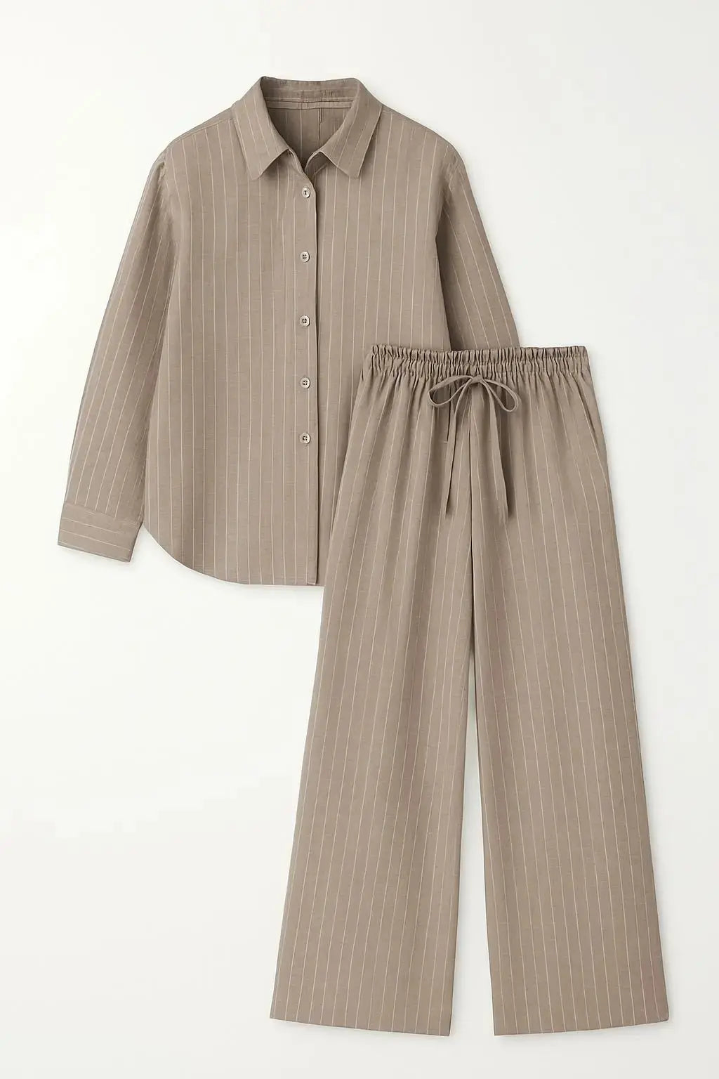 Completo gessato con over-shirt e jogger a palazzo Unica by Dorabella Beige-Taglia-Unica-Curvy-fino-alla-54