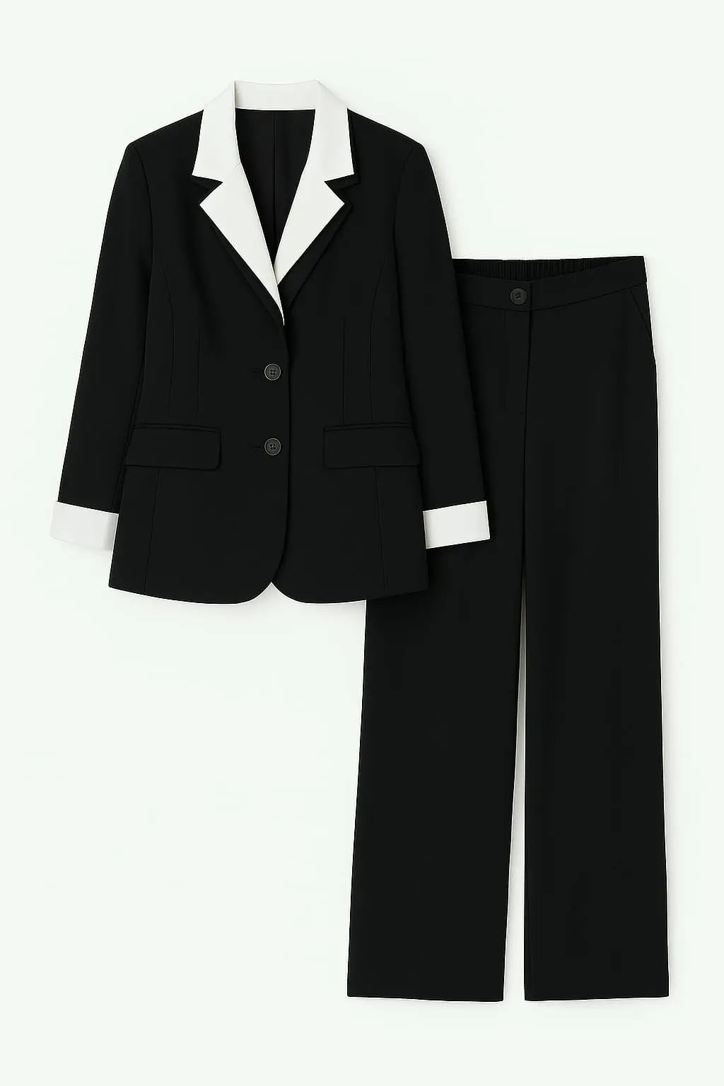 Completo giacca con camicia cucita bianca pantalone con bustino elastico Unica by Dorabella Nero-Taglia-Unica-Curvy-fino-alla-54