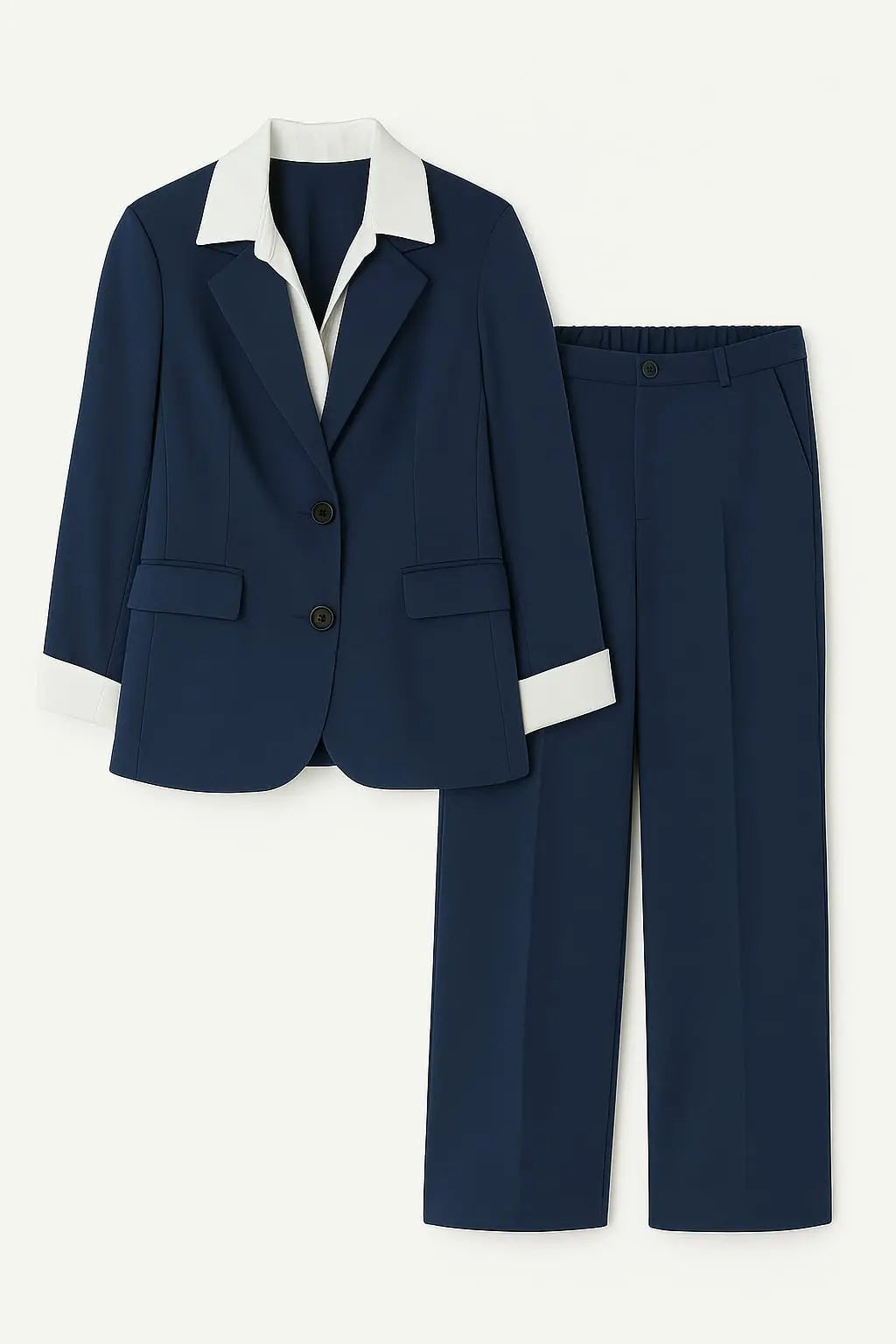 Completo giacca con camicia cucita bianca pantalone con bustino elastico Unica by Dorabella Deep-Blue-Navy-Taglia-Unica-Curvy-fino-alla-54