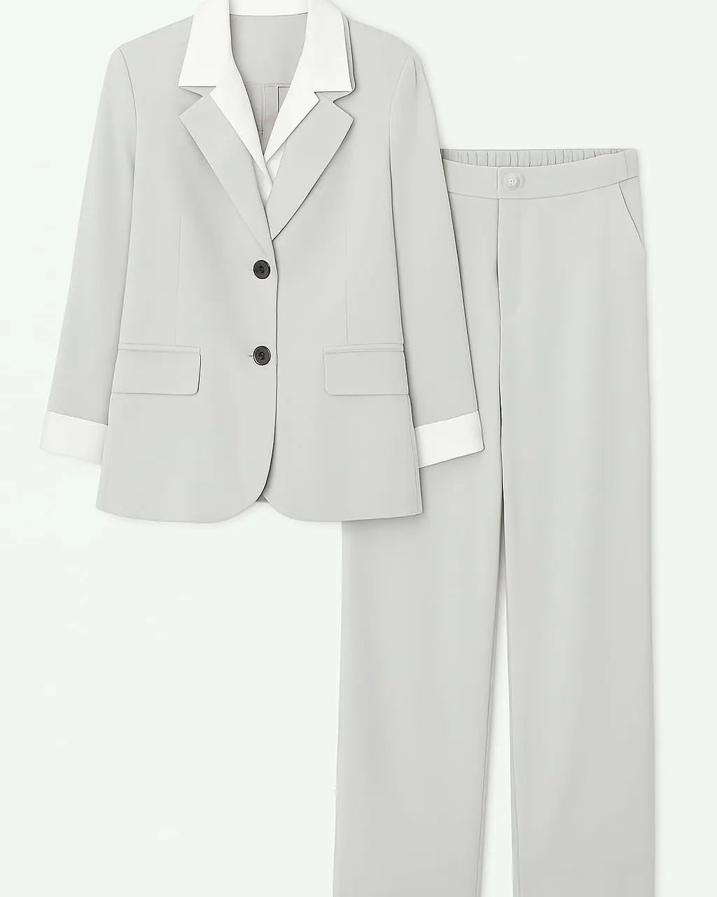 Completo giacca con camicia cucita bianca pantalone con bustino elastico Unica by Dorabella Grigio-Taglia-Unica-Curvy-fino-alla-54