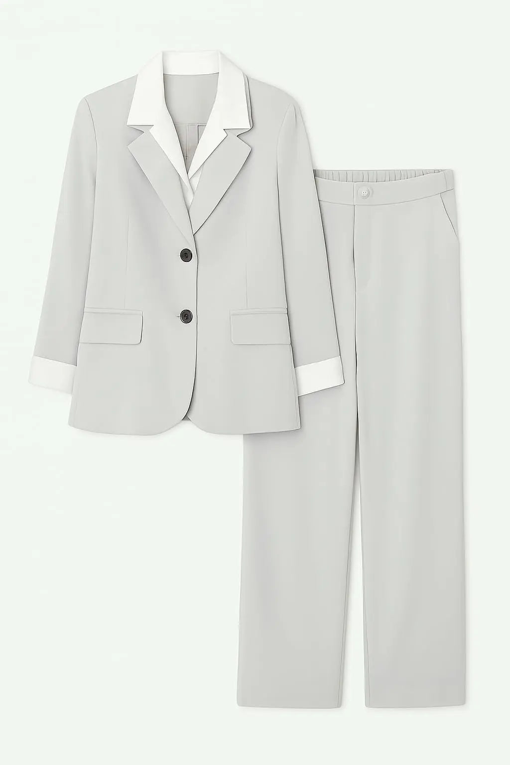 Completo giacca con camicia cucita bianca pantalone con bustino elastico Unica by Dorabella Grigio-Taglia-Unica-Curvy-fino-alla-54