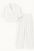 Completo giacca cropped a mezza manica e pantaloni ampi con doppia pinces Unica by Dorabella