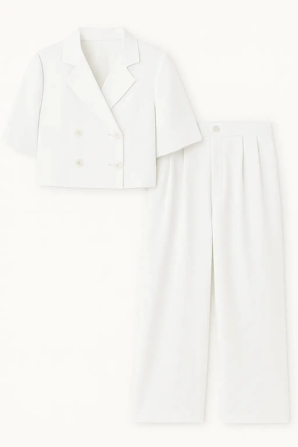 Completo giacca cropped a mezza manica e pantaloni ampi con doppia pinces Unica by Dorabella