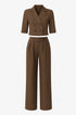 Completo giacca cropped a mezza manica e pantaloni ampi con doppia pinces Unica by Dorabella