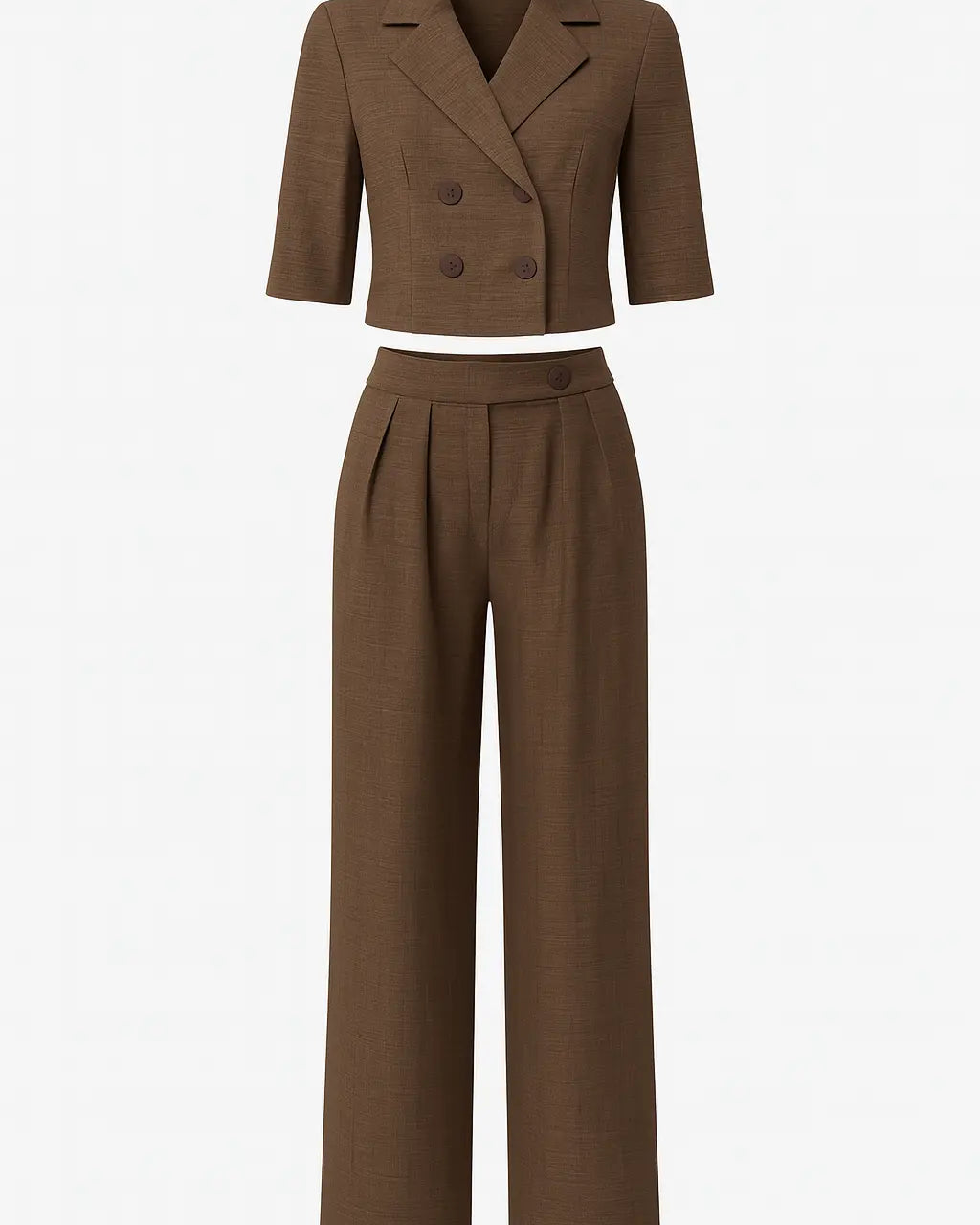 Completo giacca cropped a mezza manica e pantaloni ampi con doppia pinces Unica by Dorabella