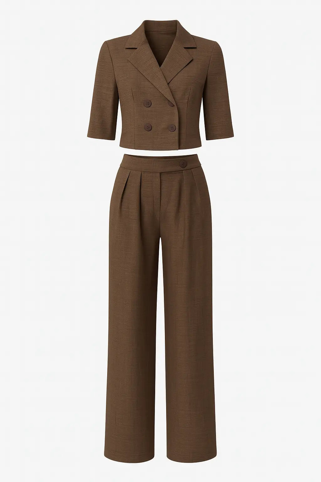 Completo giacca cropped a mezza manica e pantaloni ampi con doppia pinces Unica by Dorabella