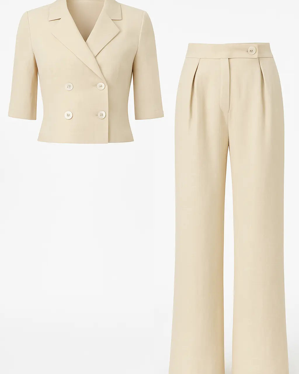 Completo giacca cropped a mezza manica e pantaloni ampi con doppia pinces Unica by Dorabella