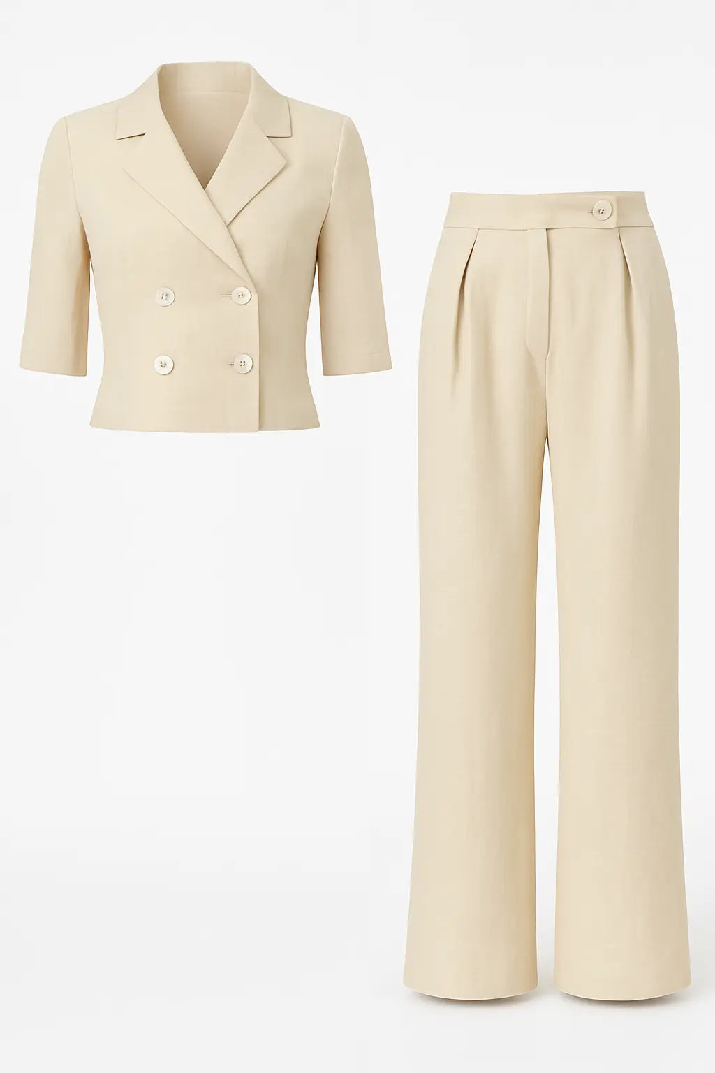 Completo giacca cropped a mezza manica e pantaloni ampi con doppia pinces Unica by Dorabella