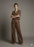 Completo giacca cropped a mezza manica e pantaloni ampi con doppia pinces Unica by Dorabella