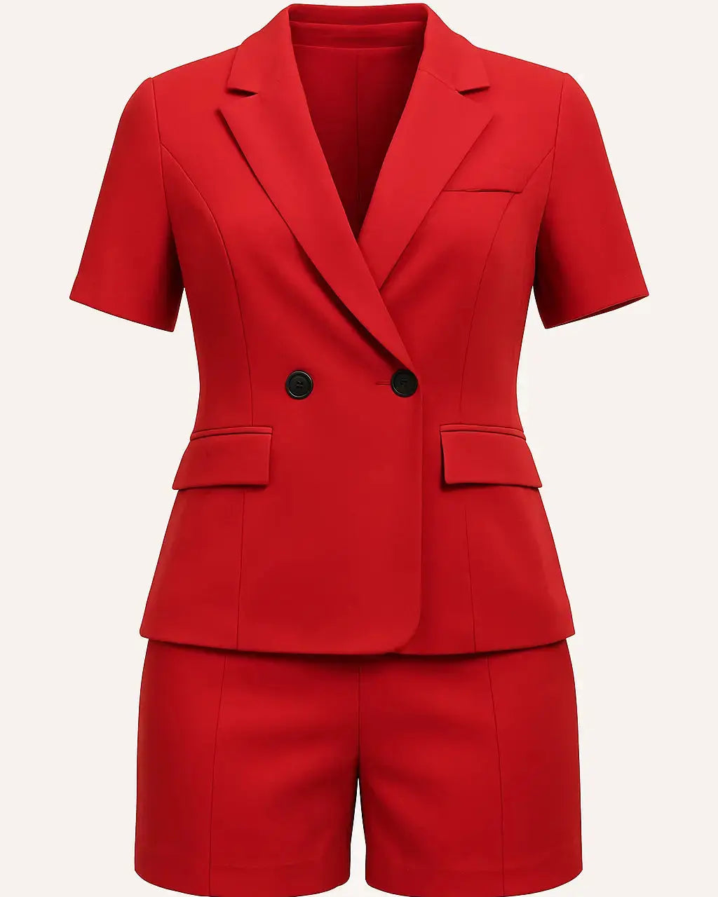 Completo giacca doppiopetto a mezza manica con shorts in coordinato a tinta unita Unica by Dorabella