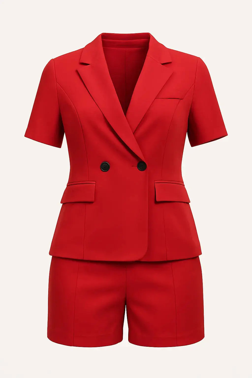 Completo giacca doppiopetto a mezza manica con shorts in coordinato a tinta unita Unica by Dorabella