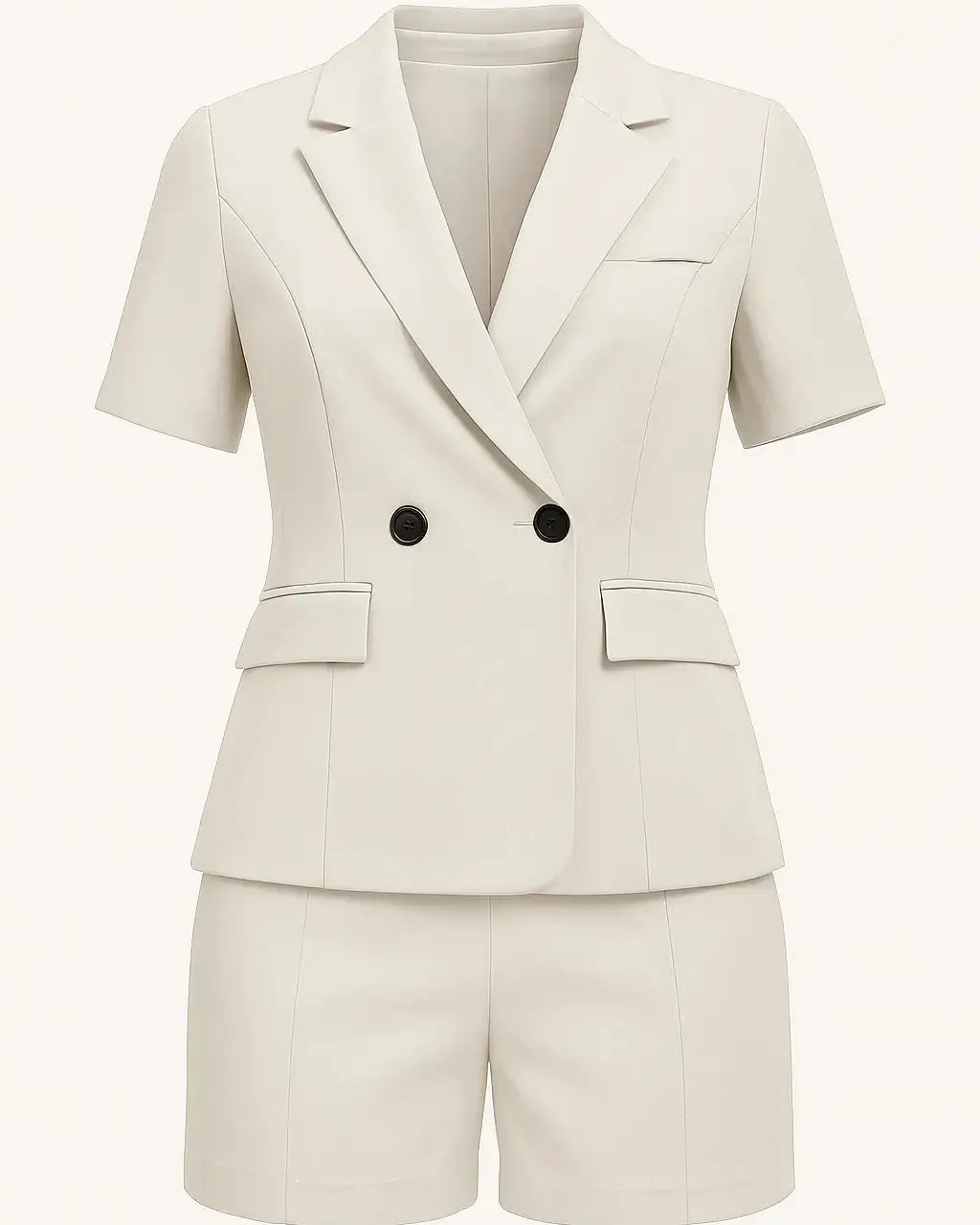 Completo giacca doppiopetto a mezza manica con shorts in coordinato a tinta unita Unica by Dorabella