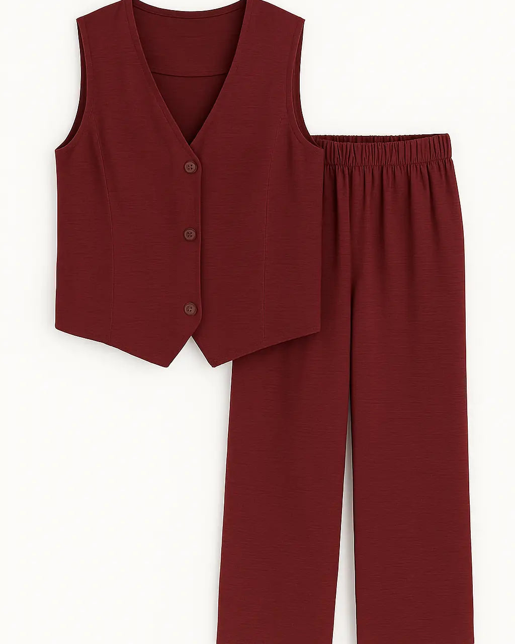 Completo gilet monopetto e pantaloni palazzo con vita elastica Unica by Dorabella Rosso-India-Taglia-Unica-Curvy-fino-alla-54