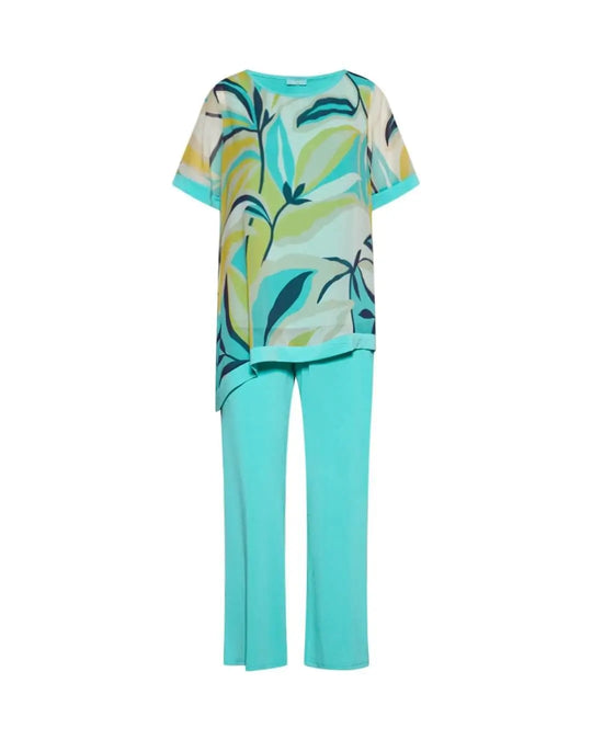 Completo in fantasia floreale con blusa e pantalone ACQUA DORABELLA