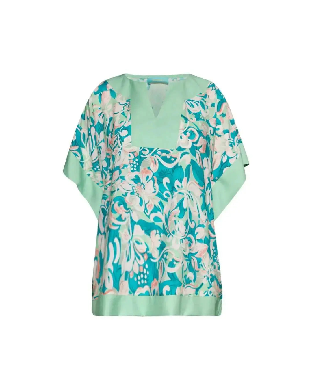 Completo in viscosa con blusa floreale e pantalone in tinta unita DORABELLA