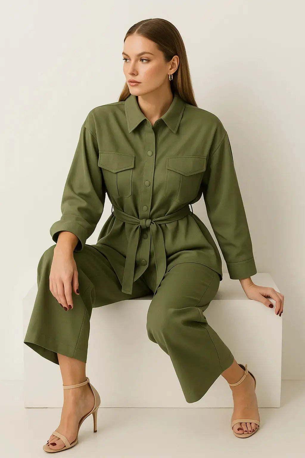 Completo overshirt con fusciacca, pattine e pantalone a palazzo Unica by Dorabella