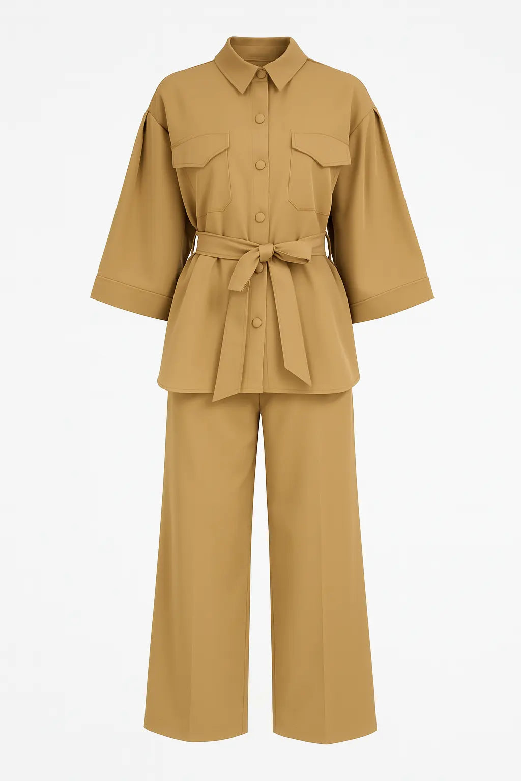 Completo overshirt con fusciacca, pattine e pantalone a palazzo Unica by Dorabella