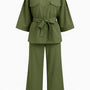 Completo overshirt con fusciacca, pattine e pantalone a palazzo Unica by Dorabella