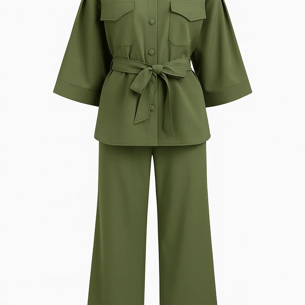 Completo overshirt con fusciacca, pattine e pantalone a palazzo Unica by Dorabella