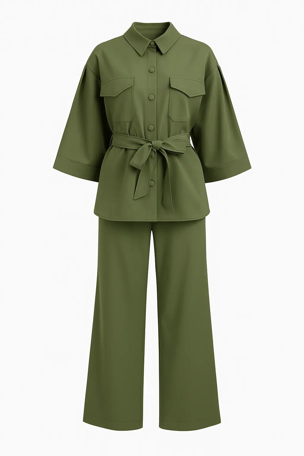 Completo overshirt con fusciacca, pattine e pantalone a palazzo Unica by Dorabella