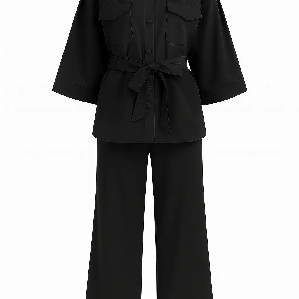 Completo overshirt con fusciacca, pattine e pantalone a palazzo Unica by Dorabella