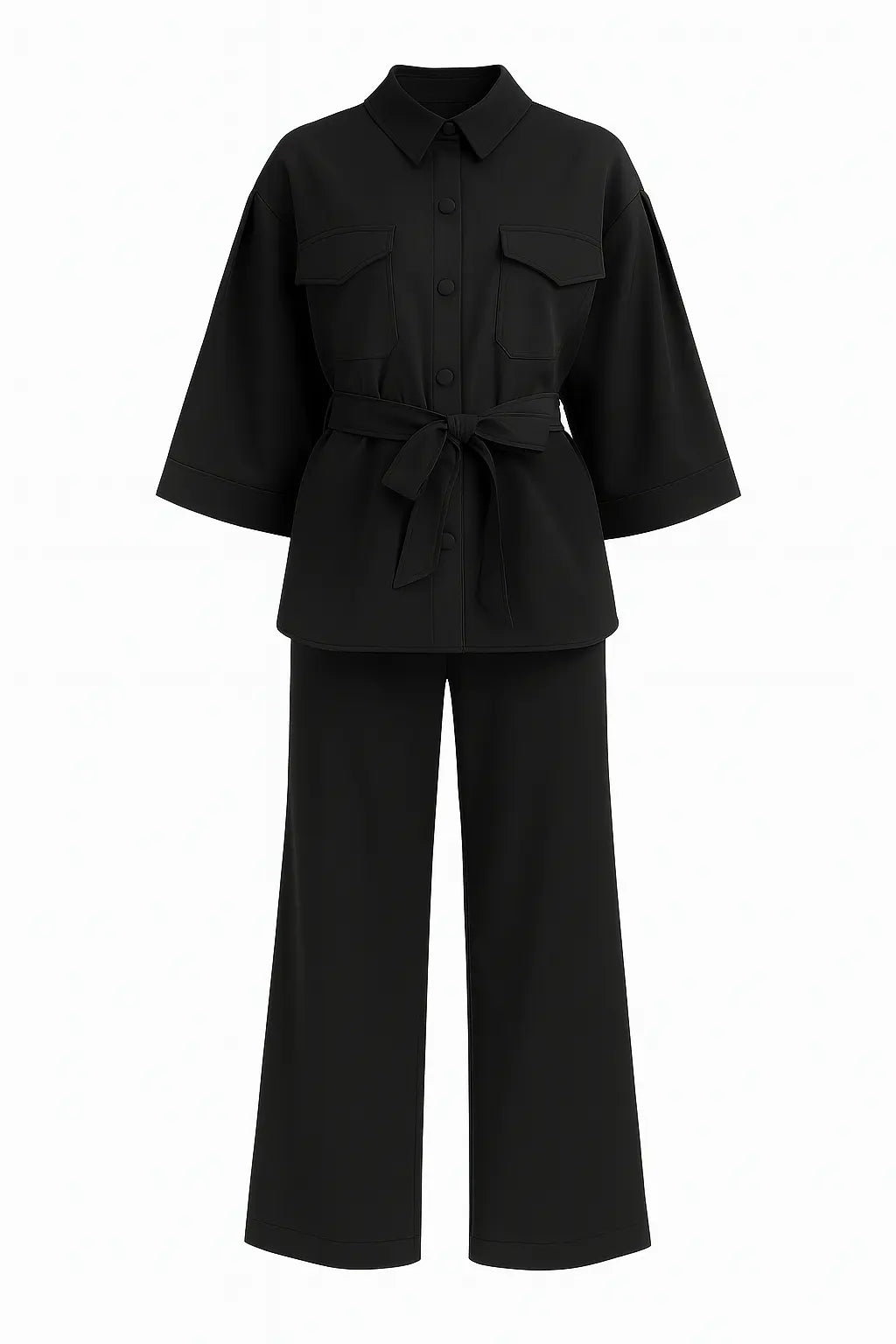 Completo overshirt con fusciacca, pattine e pantalone a palazzo Unica by Dorabella