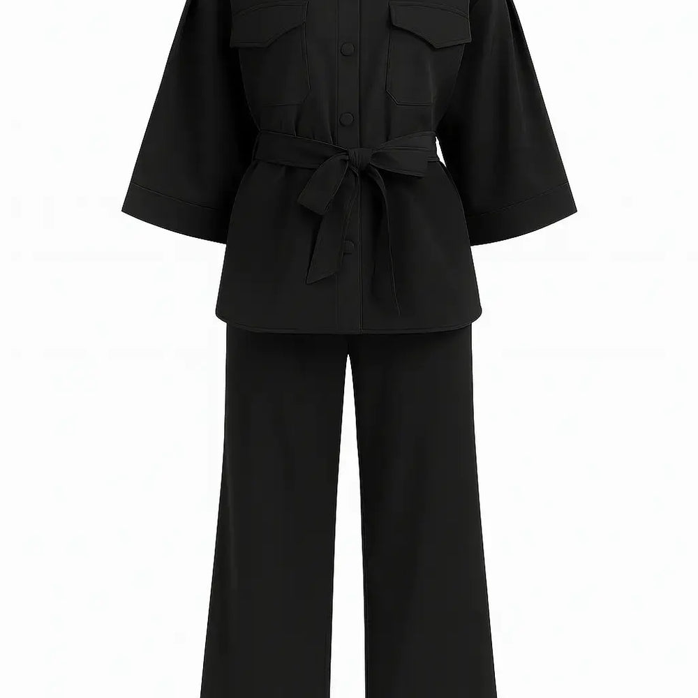 Completo overshirt con fusciacca, pattine e pantalone a palazzo Unica by Dorabella