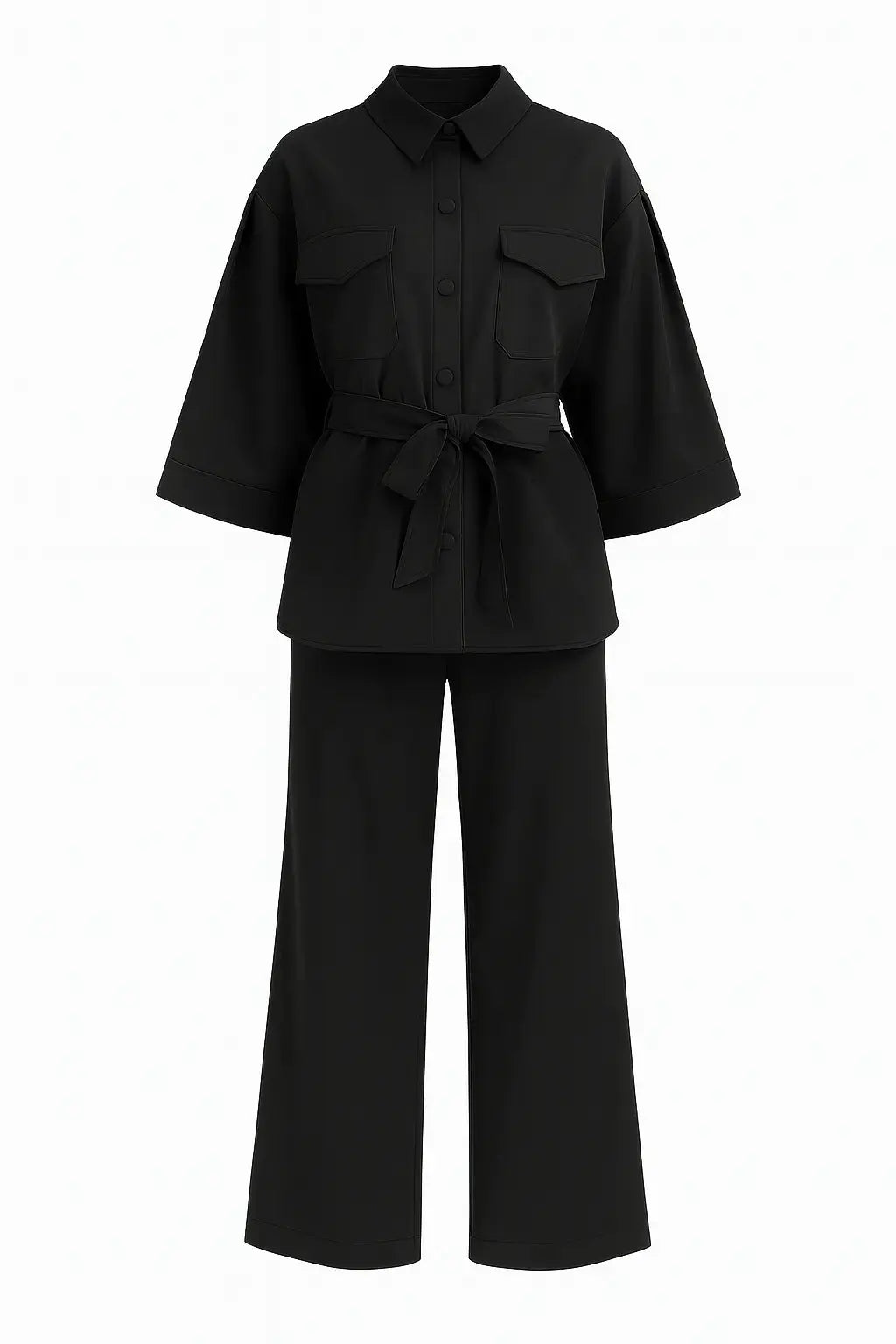 Completo overshirt con fusciacca, pattine e pantalone a palazzo Unica by Dorabella