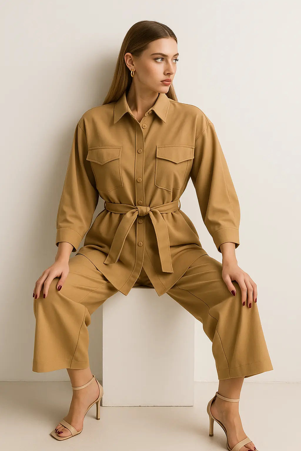 Completo overshirt con fusciacca, pattine e pantalone a palazzo Unica by Dorabella