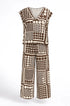 Completo coordinato stampato con blusa giromanica a scollo a V e pantaloni ampi Unica by Dorabella