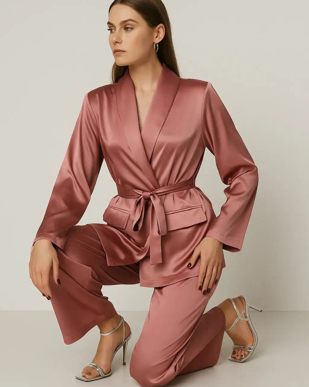 Completo spolvero con cintura e pantaloni con bustino elastico a palazzo in 6 colori Unica by Dorabella