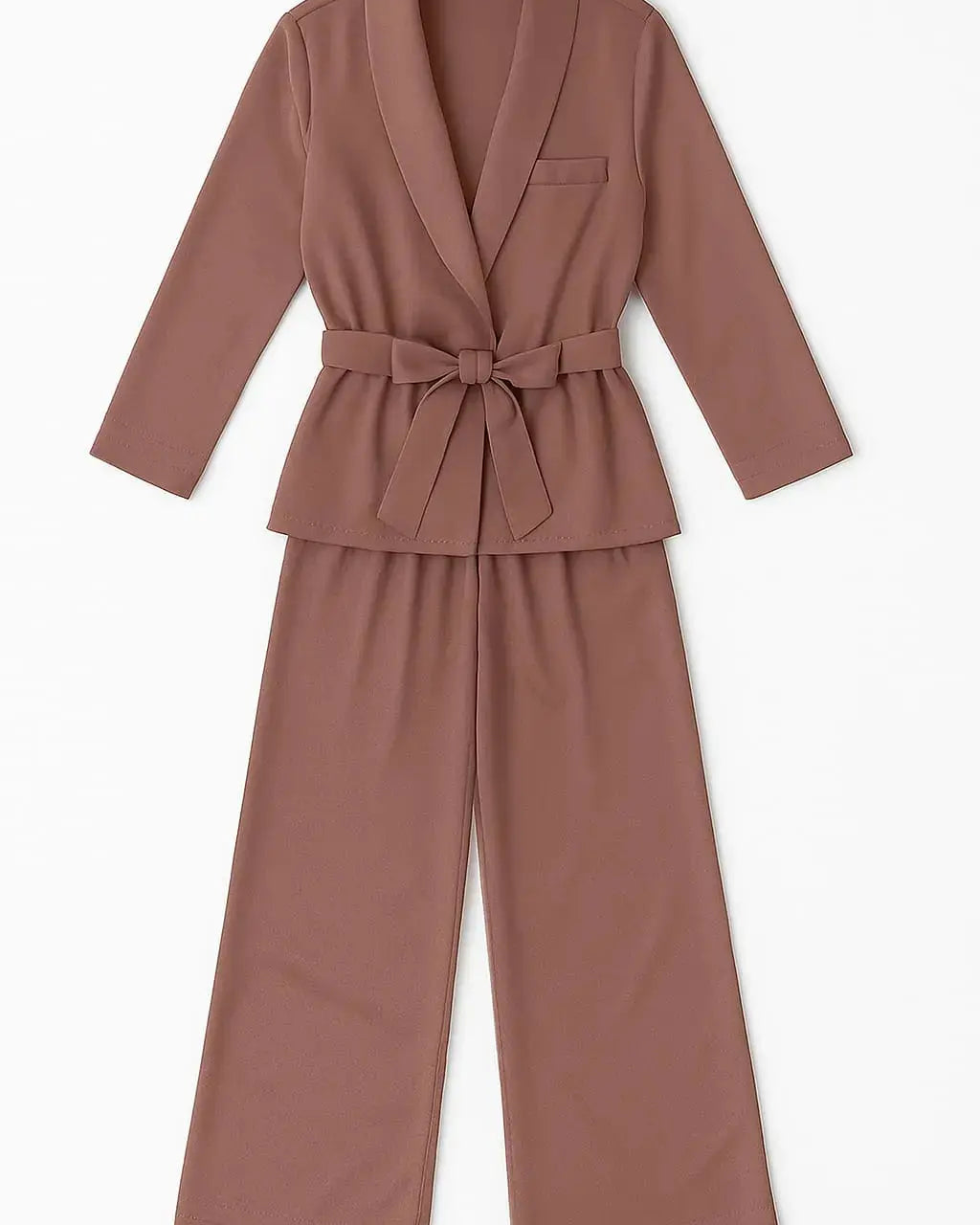 Completo spolvero con cintura e pantaloni con bustino elastico a palazzo in 6 colori Unica by Dorabella Rosa-Blush-Taglia-Unica-Curvy-fino-alla-54