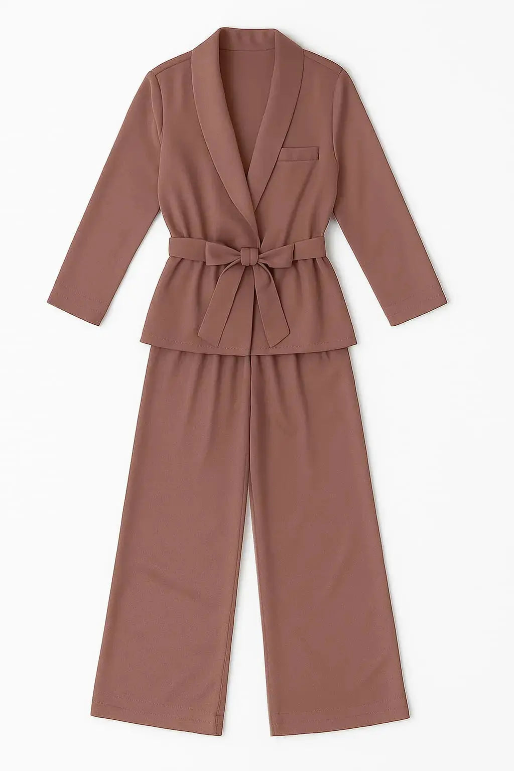 Completo spolvero con cintura e pantaloni con bustino elastico a palazzo in 6 colori Unica by Dorabella Rosa-Blush-Taglia-Unica-Curvy-fino-alla-54