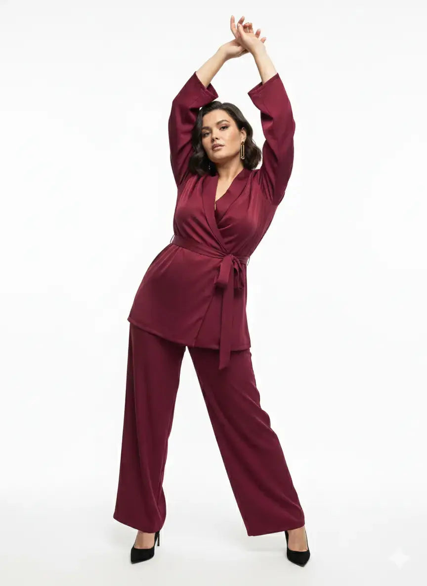 Completo spolvero con spalline interne e pantalone palazzo con bustino elastico Unica by Dorabella