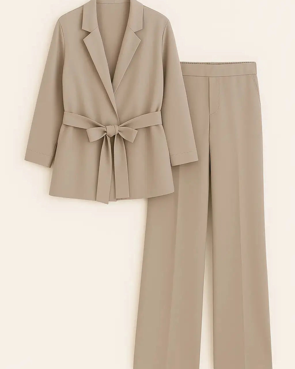 Completo spolvero con spalline interne e pantalone palazzo con bustino elastico Unica by Dorabella Beige-Taglia-Unica-Curvy-fino-alla-54