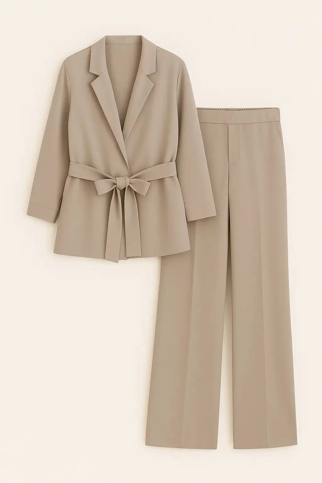 Completo spolvero con spalline interne e pantalone palazzo con bustino elastico Unica by Dorabella Beige-Taglia-Unica-Curvy-fino-alla-54
