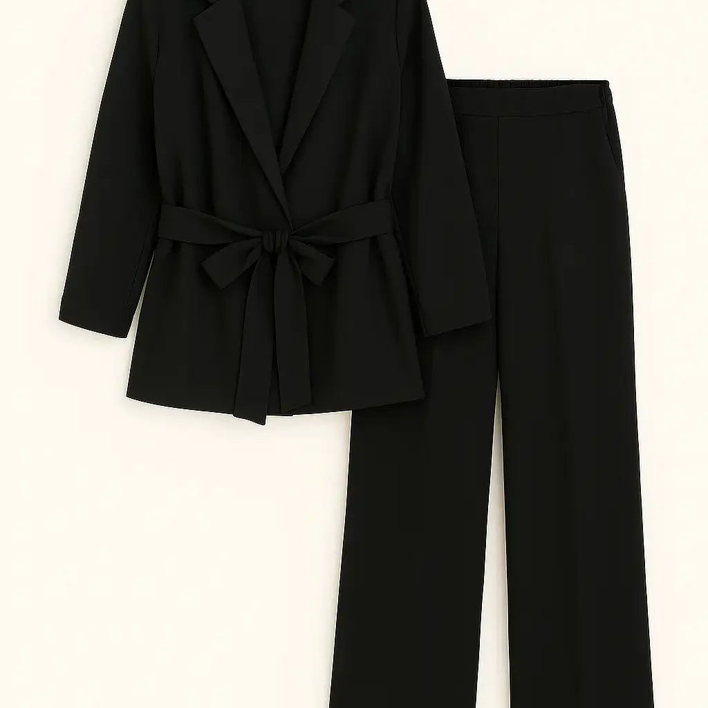 Completo spolvero con spalline interne e pantalone palazzo con bustino elastico Unica by Dorabella Nero-Taglia-Unica-Curvy-fino-alla-54