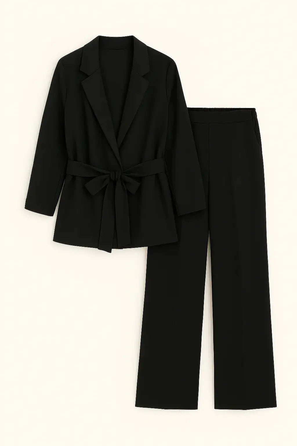 Completo spolvero con spalline interne e pantalone palazzo con bustino elastico Unica by Dorabella Nero-Taglia-Unica-Curvy-fino-alla-54