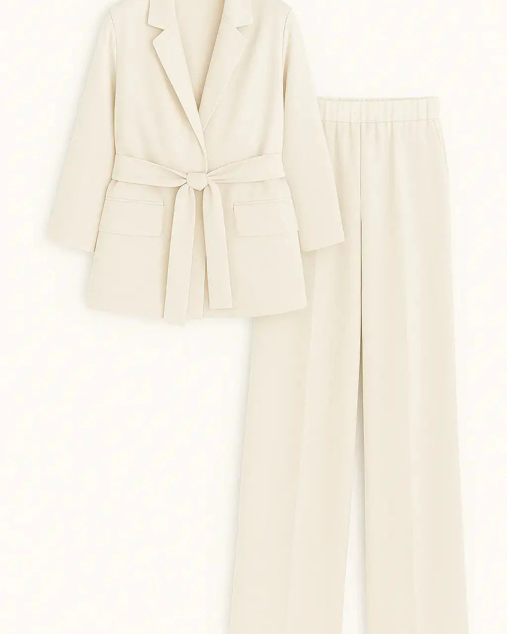 Completo spolvero con spalline interne e pantalone palazzo con bustino elastico Unica by Dorabella Panna-Taglia-Unica-Curvy-fino-alla-54