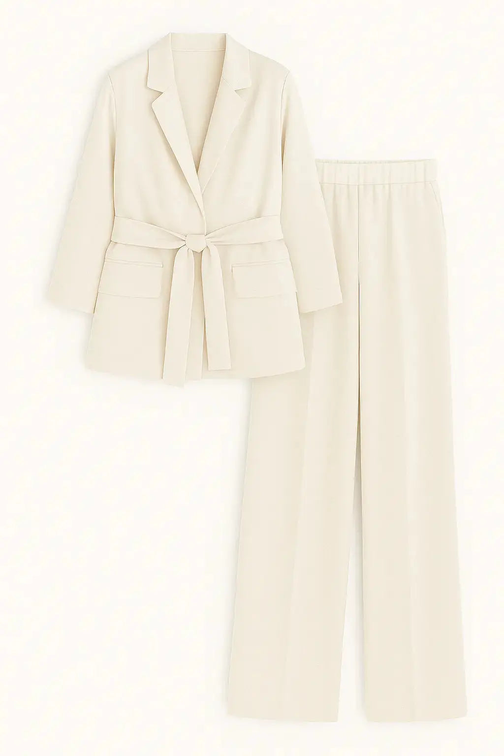 Completo spolvero con spalline interne e pantalone palazzo con bustino elastico Unica by Dorabella Panna-Taglia-Unica-Curvy-fino-alla-54