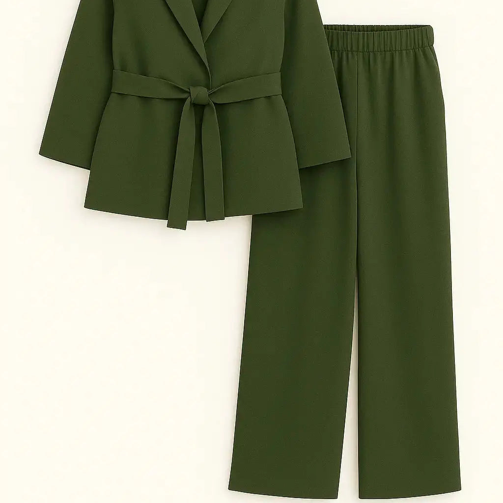 Completo spolvero con spalline interne e pantalone palazzo con bustino elastico Unica by Dorabella Militare-Taglia-Unica-Curvy-fino-alla-54