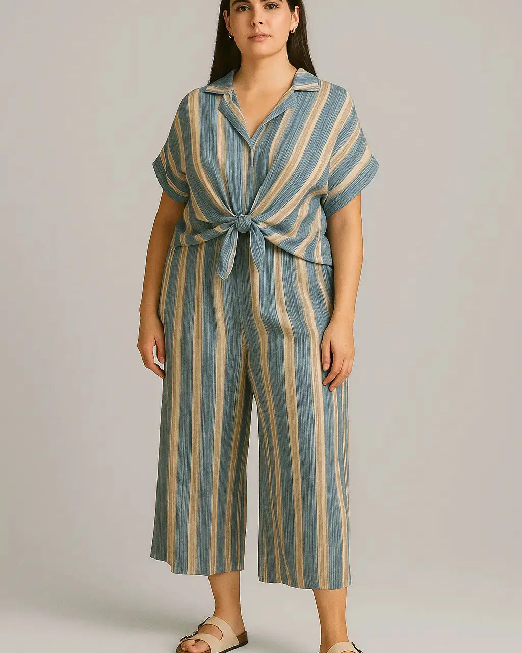 Completo stampato con camicia con nodo e pantaloni con bustino elastico Unica by Dorabella