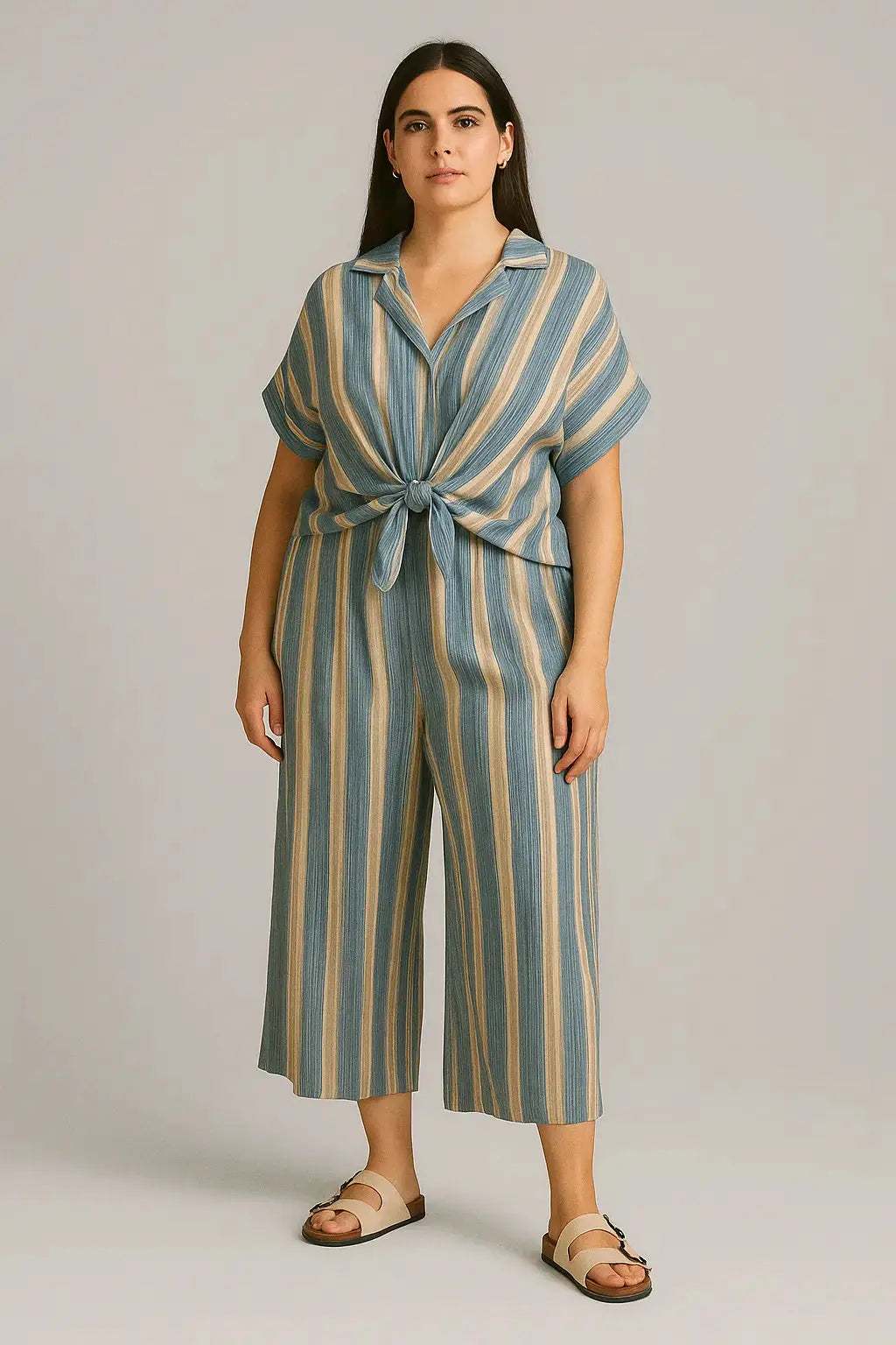 Completo stampato con camicia con nodo e pantaloni con bustino elastico Unica by Dorabella