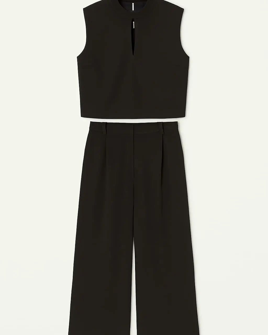 Coordinato crop top e pantalone palazzo Unica by Dorabella Nero-Taglia-Unica-Curvy-fino-alla-54