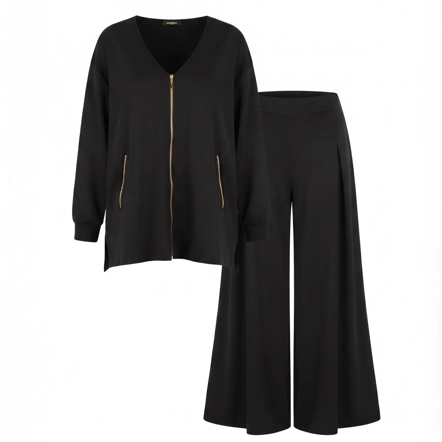 Coordinato felpa scollo a V e pantalone palazzo DORABELLA PIU'