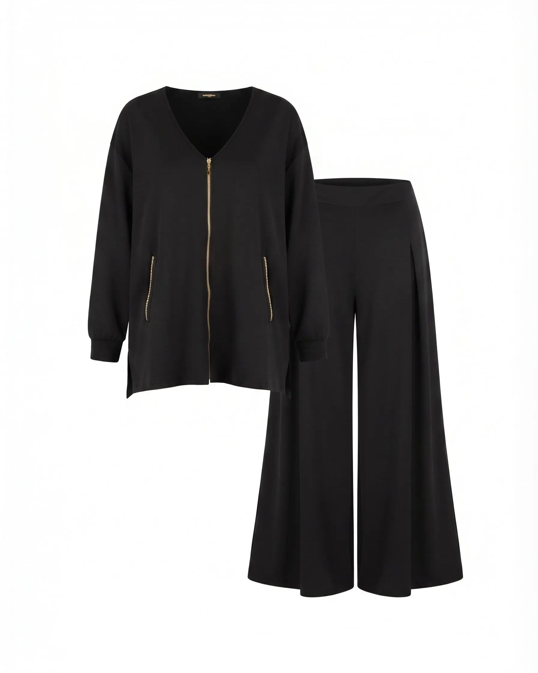 Coordinato felpa scollo a V e pantalone palazzo DORABELLA PIU'