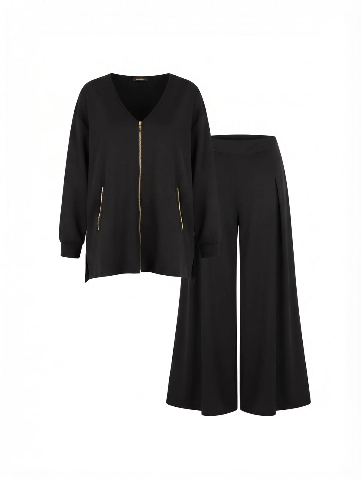 Coordinato felpa scollo a V e pantalone palazzo DORABELLA PIU'