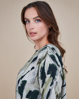 FOREST GREEN abstract patterned blouse