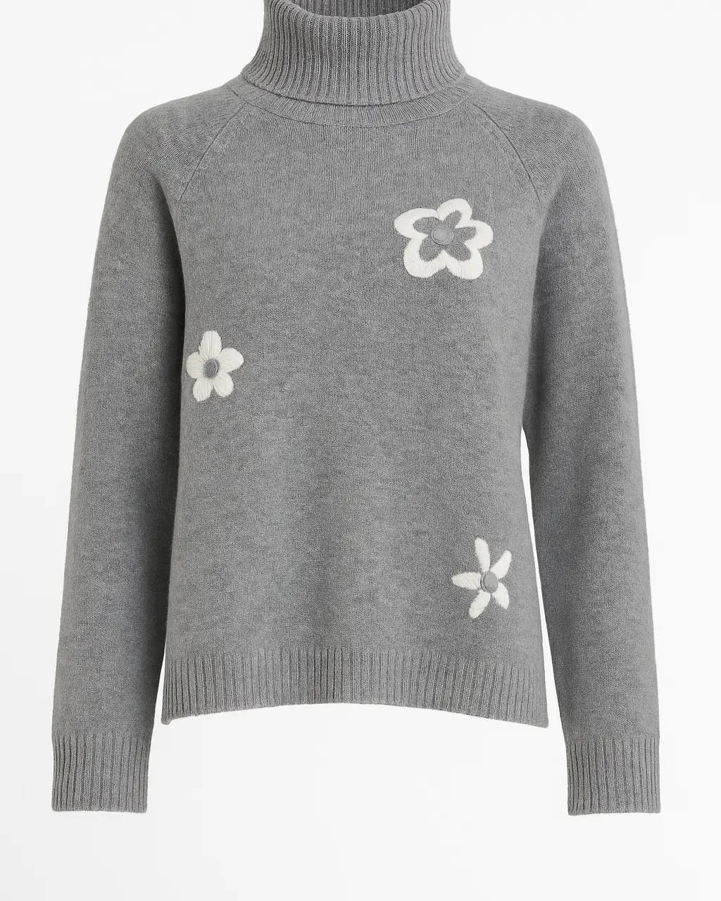 Dolcevita con fiori ricamati DORABELLA XL / Grigio