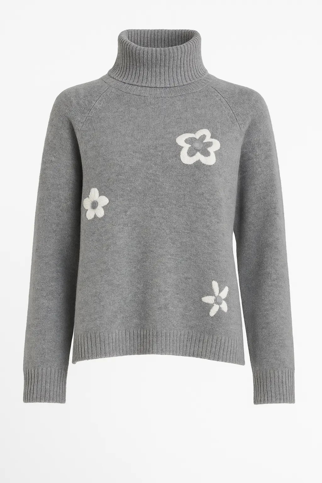 Dolcevita con fiori ricamati DORABELLA XL / Grigio